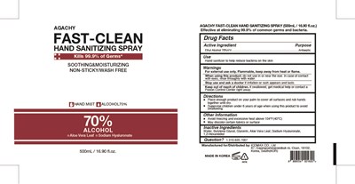 500ml 77201-004-50 (Agachy Fast Clean Hand Sanitizingspray 500ml)